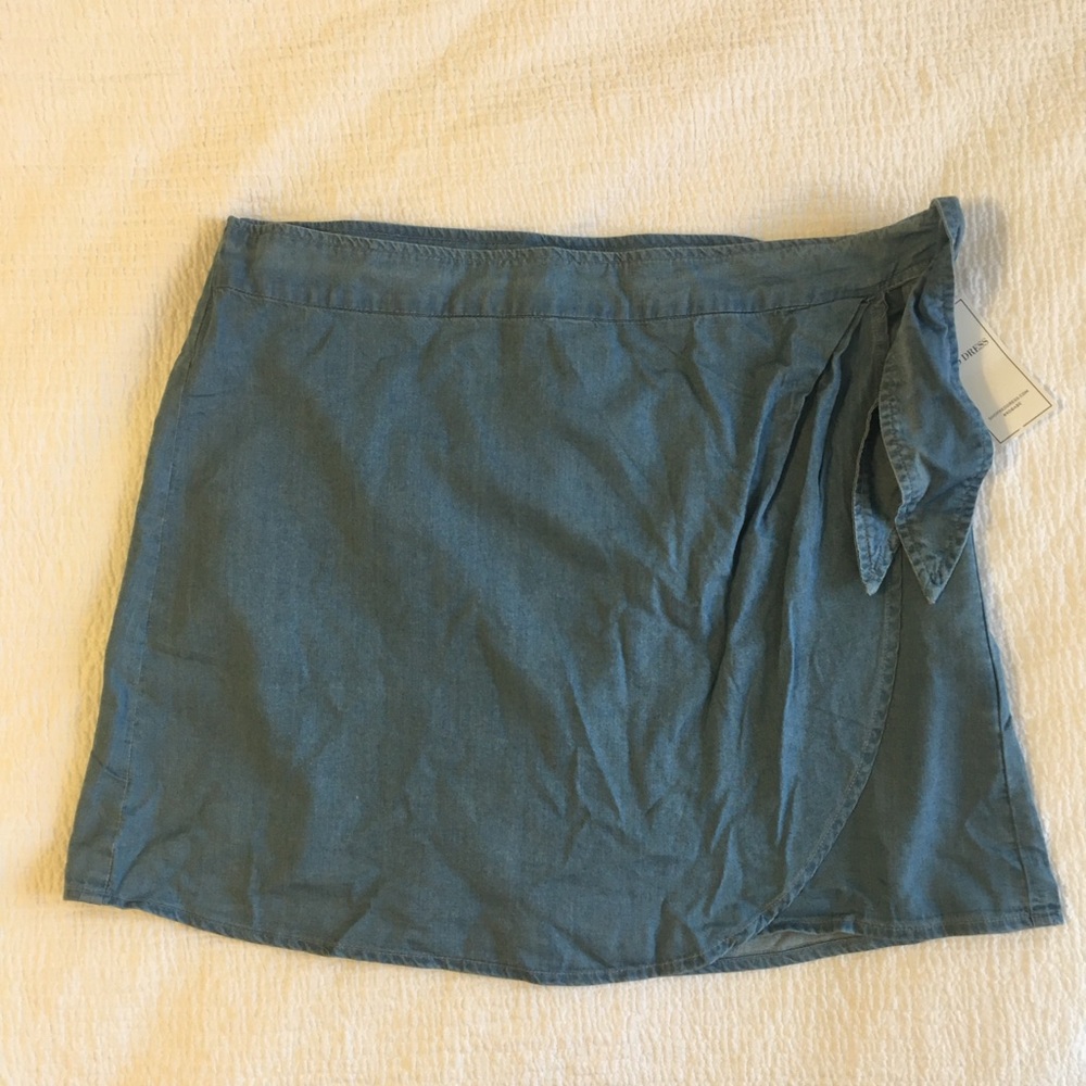 Chambray wrap skirt